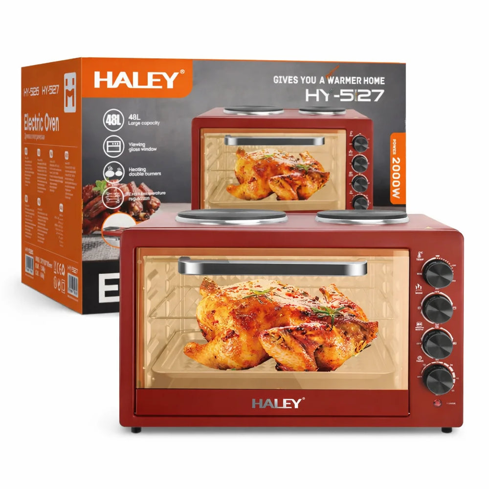 Cuptor Electric HALEY HY-5127, 48L, 2000W, cu Plita Dubla si Timer