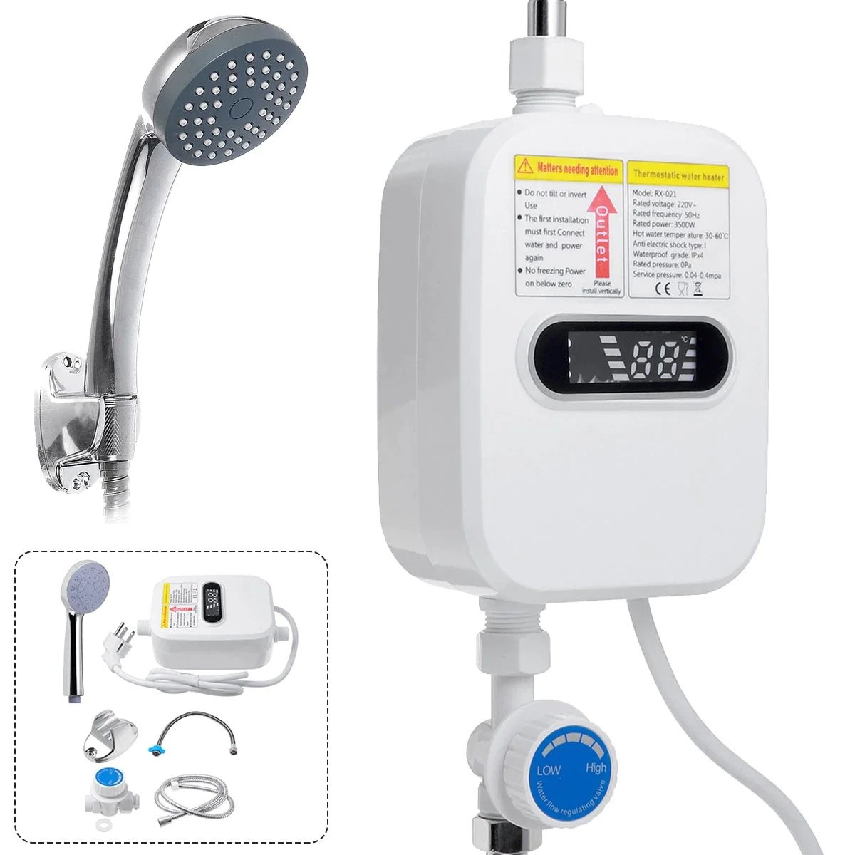 Boiler electric instant pentru apă caldă, afișaj digital – 3500W