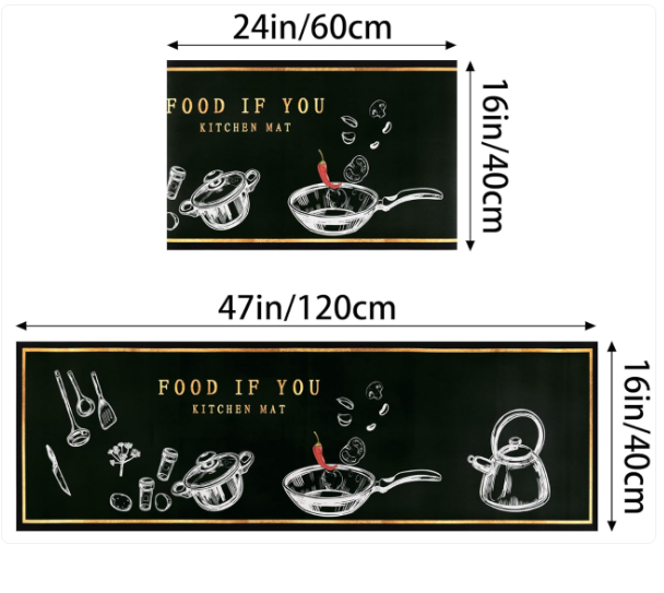 Set 2 Covorașe Multi-uz cu Uscare Rapidă, Negru 150x43 cm / 75x43 cm