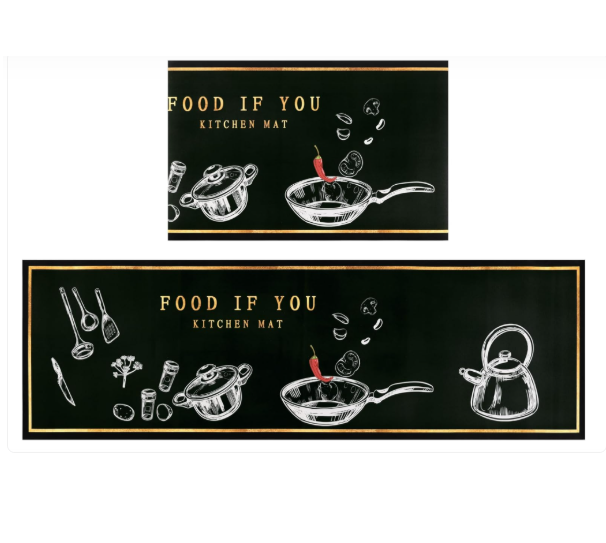 Set 2 Covorașe Multi-uz cu Uscare Rapidă, Negru 150x43 cm / 75x43 cm