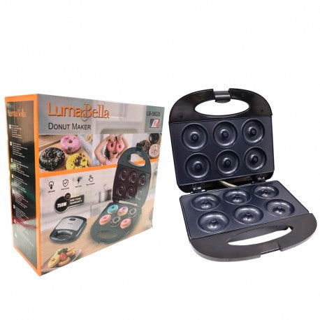 Aparat de Gogoși (Donut Maker) LumaBella LB-58026, 750W – 6 Gogoși Simultan, Plăci Antiaderente, Design Compact și Portabil, Negru