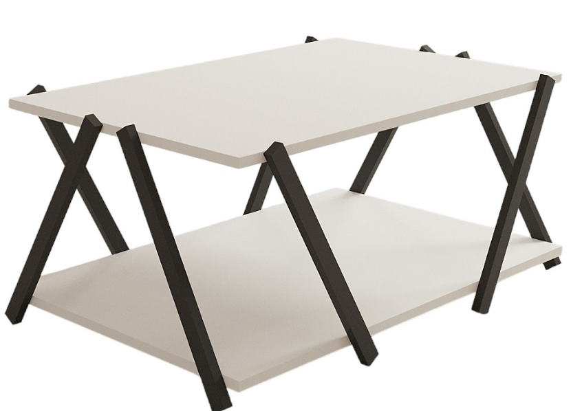 Masuta cafea, culoare alb si negru 94 cm