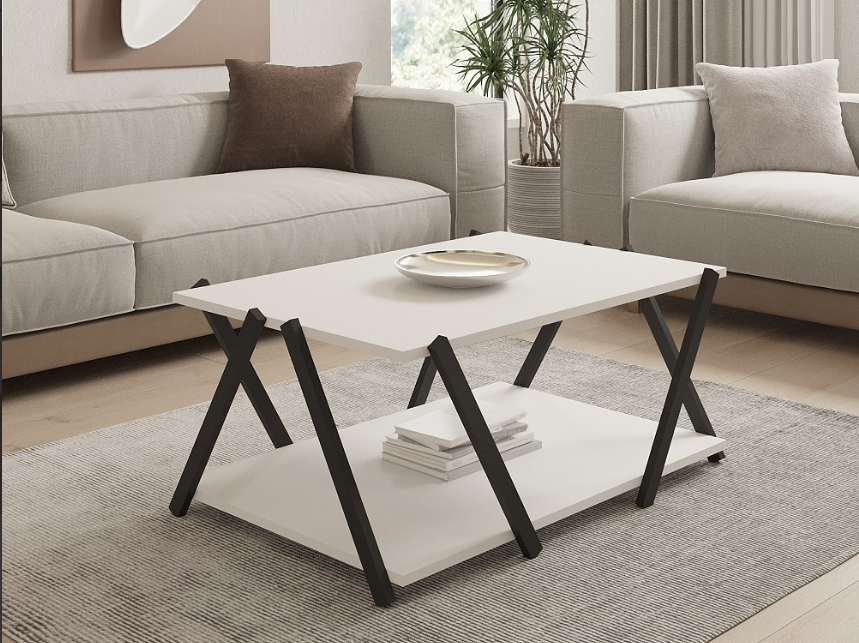 Masuta cafea, culoare alb si negru 94 cm
