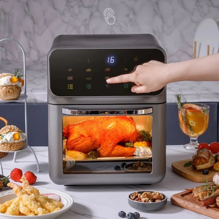 Friteuză electrică cu aer cald 12L, geam din sticlă