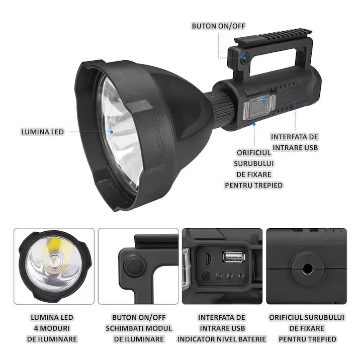 Lanterna LED multifunctionala, 7000 Lumeni, Powerbank, trepied inclus