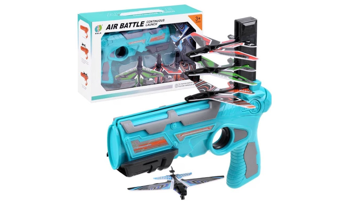 Pistol lansator cu 4 avioane, jucarie pentru copii, fara baterii