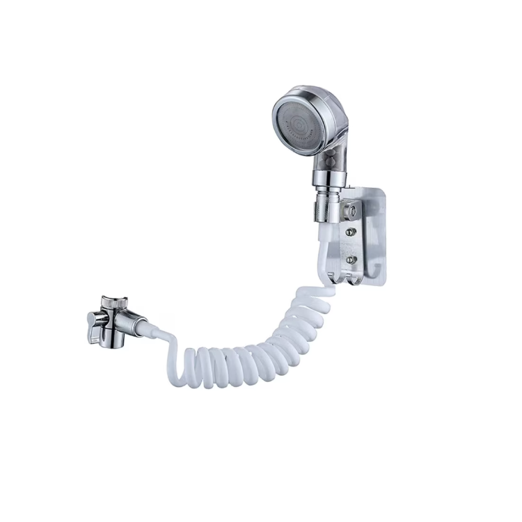 Extensie dus cu para si suport de perete, furtun flexibil 150 cm, cap dus detasabil, cromat