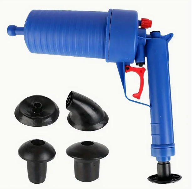 Aparat cu aer comprimat pentru desfundat scurgeri, 4 adaptoare, eficient, fara chimicale