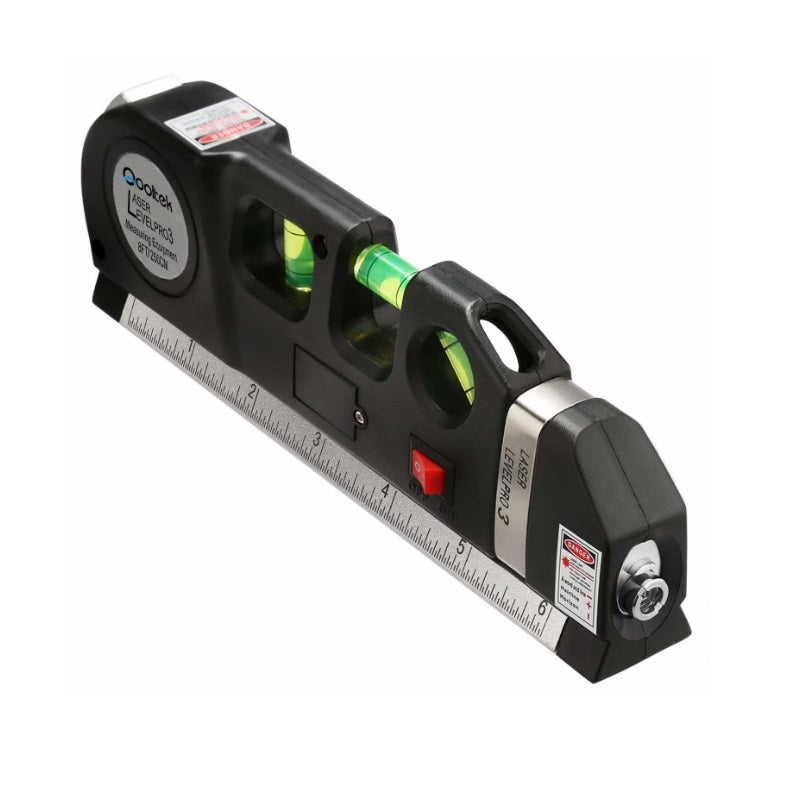 Nivel laser multifunctional cu 3 moduri linie, banda masurare retractabila 2,5 m