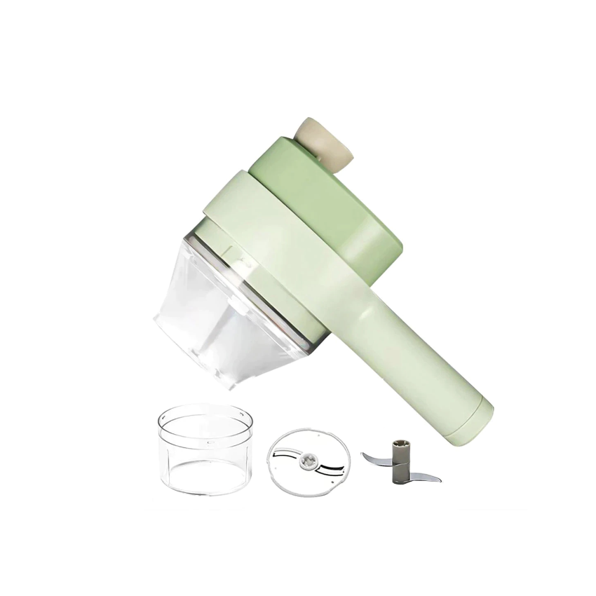 Tocator electric multifunctional pentru bucatarie, 2 boluri, 2 lame, curatator legume, auto-curatare, incarcare USB