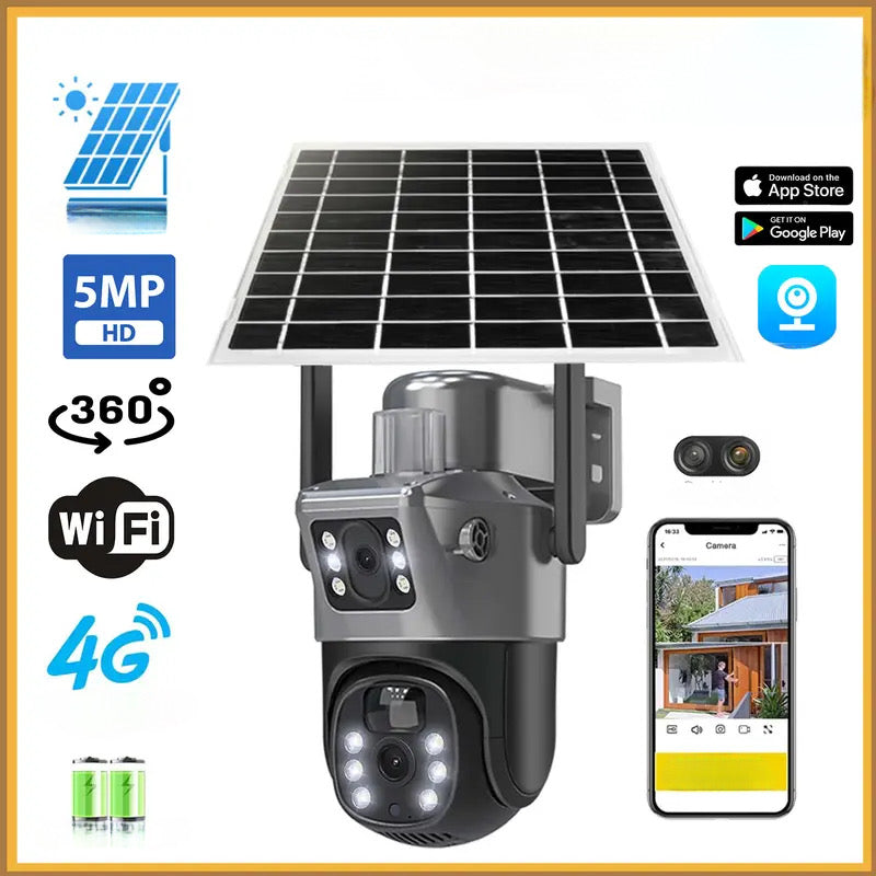 Camera supraveghere 8MP 2K cu panou solar, marire digitala 10X si alarma miscare