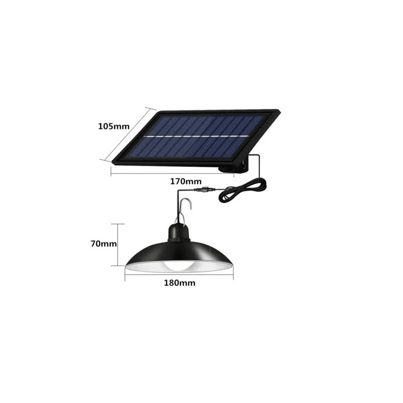 Lampa solara LED suspendata cu panou solar separat, telecomanda, intensitate reglabila, 400LM, IP65