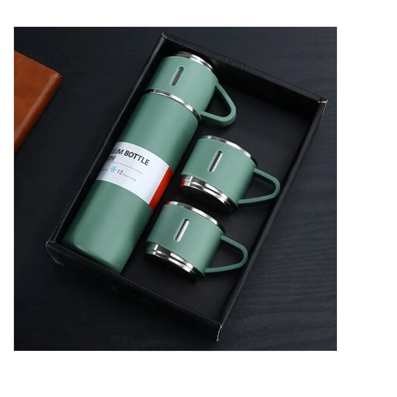 Termos inox 500 ml cu 2 cani suplimentare, pastreaza bauturi calde sau reci pana la 12 ore