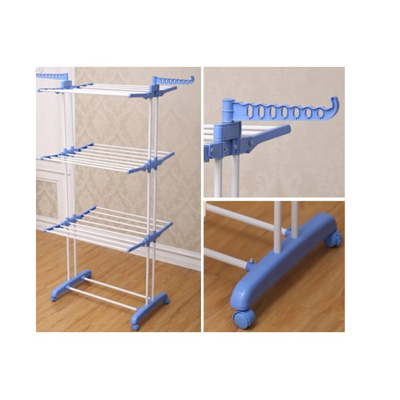 Uscator rufe vertical pliabil, 3 niveluri, suport umerase, spatii mici