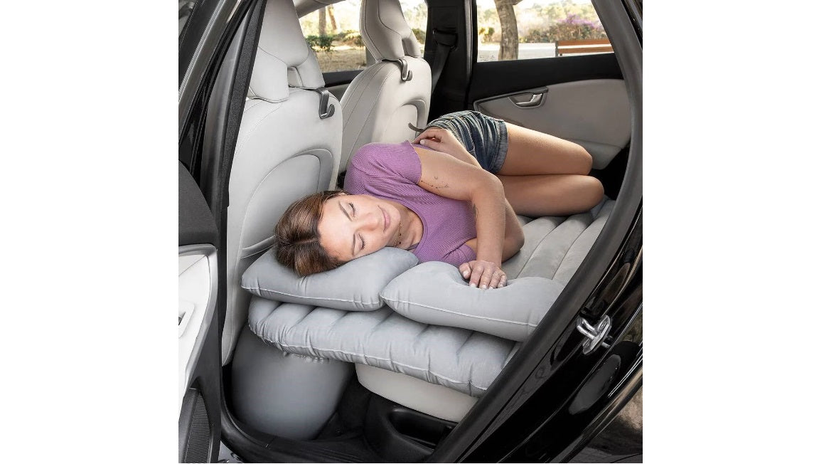 Saltea gonflabila auto multifunctionala, cu pompa electrica si perne incluse, gri