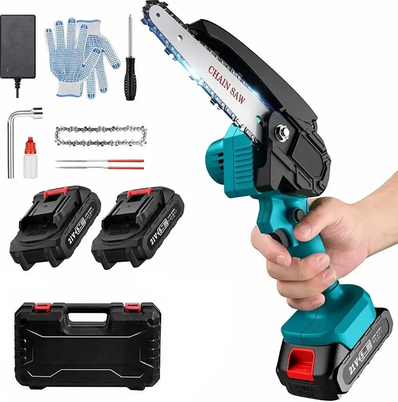 Mini fierastrau cu 2 acumulatori 48V, lama 20cm, portabil, performant