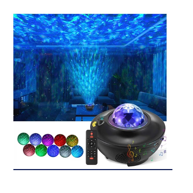 Proiector LED RGB cu Bluetooth, difuzor muzical, telecomanda si timer
