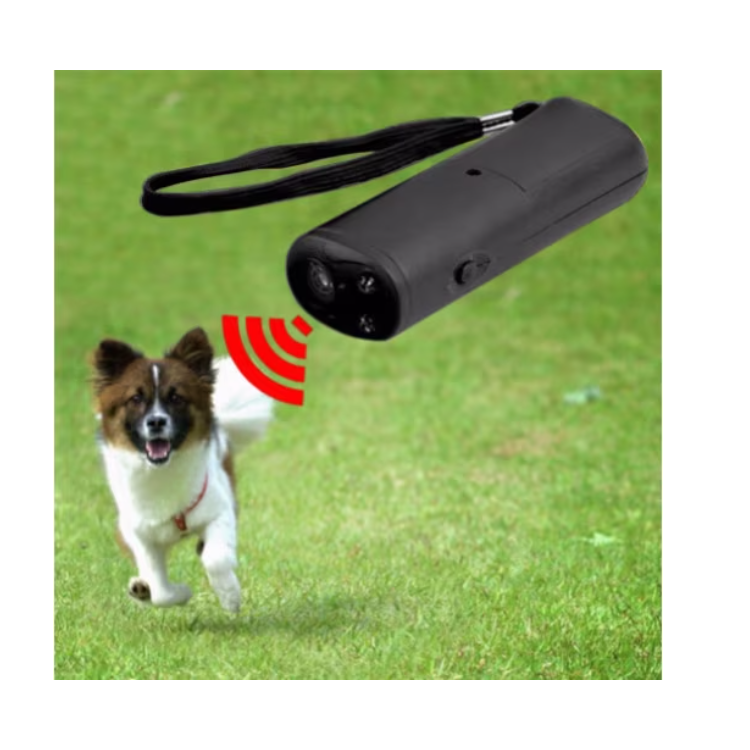 Aparat portabil cu ultrasunete pentru alungarea animalelor, functie dresaj si lanterna, negru