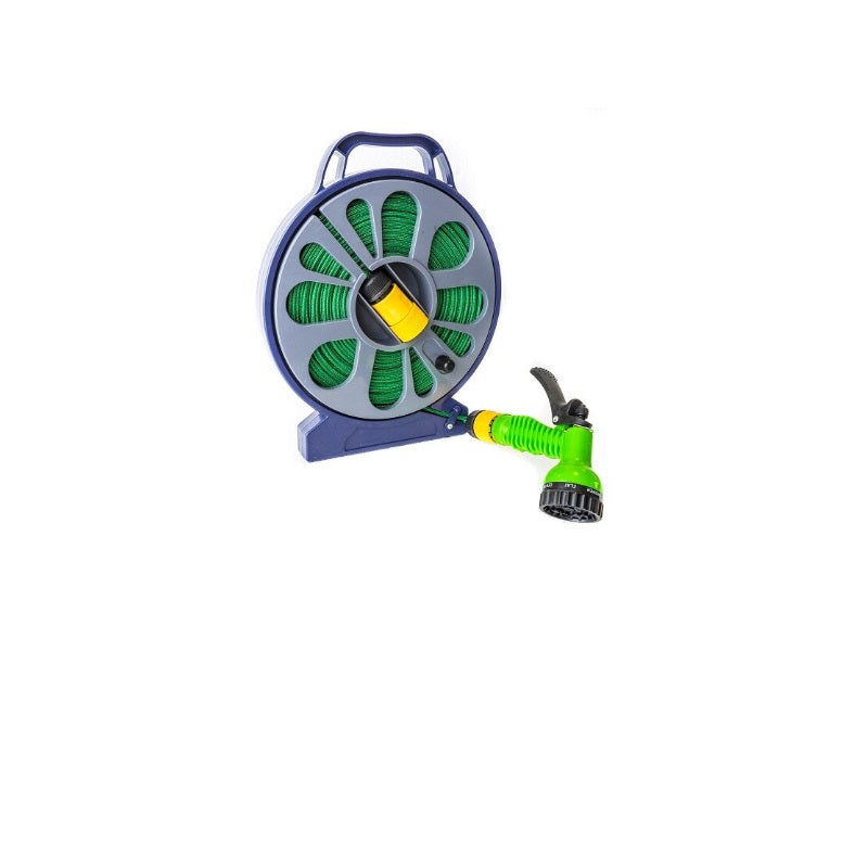 Furtun plat cu carcasa 15M, PVC ranforsat, pistol 7 functii inclus