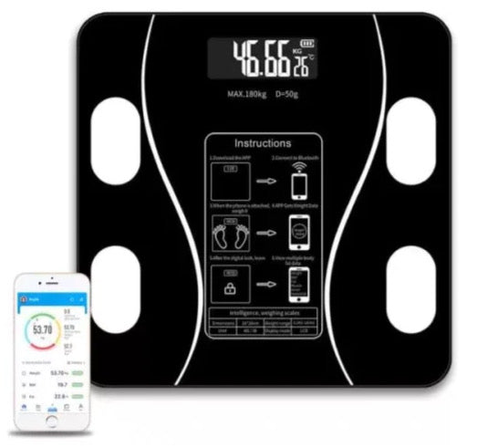 Cantar corporal digital inteligent, cu conexiune Bluetooth, sticla rezistenta, capacitate maxima 180 kg