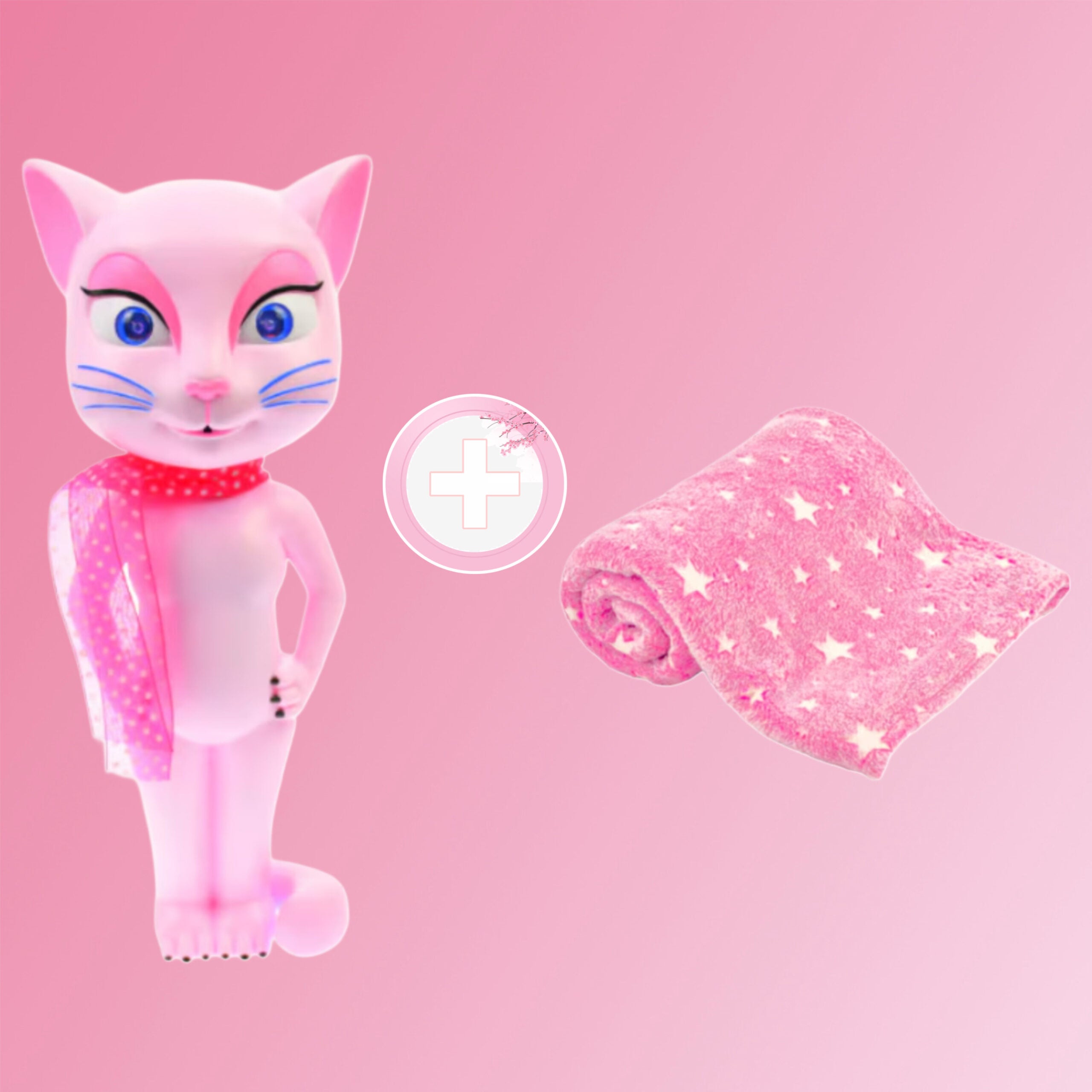 Pachet promo: Paturica fosforescenta Stelute + Pisica interactiva, roz, 30 cm