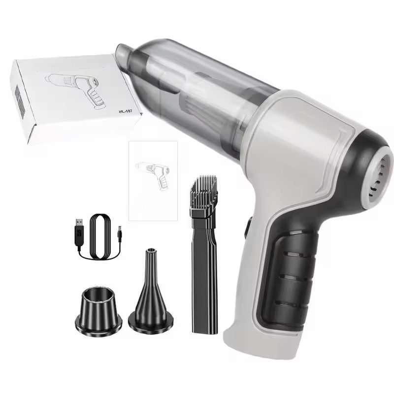 Aspirator auto portabil fara fir, gri, cu aspirare umeda si uscata