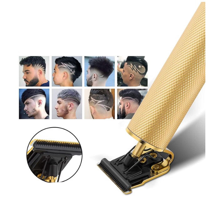 Masina de tuns USB, ergonomica, aurie/neagra, cu 4 capete