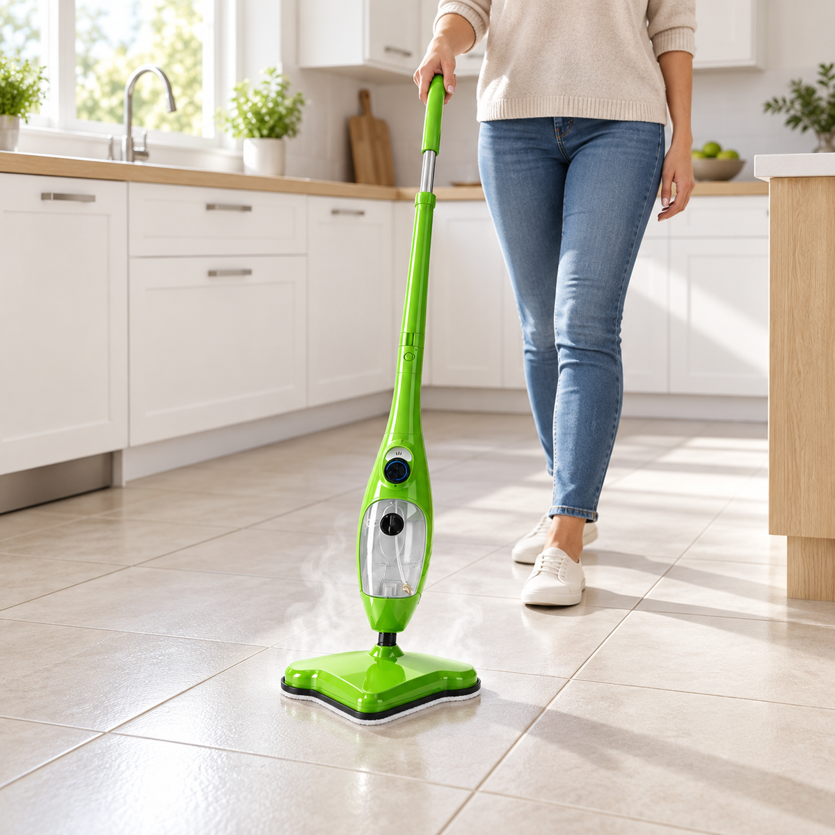 Mop cu Aburi Steam X5, 5-în-1, 1300W, Rezervor 400 ml, Abur Reglabil și Accesorii Incluse, Verde
