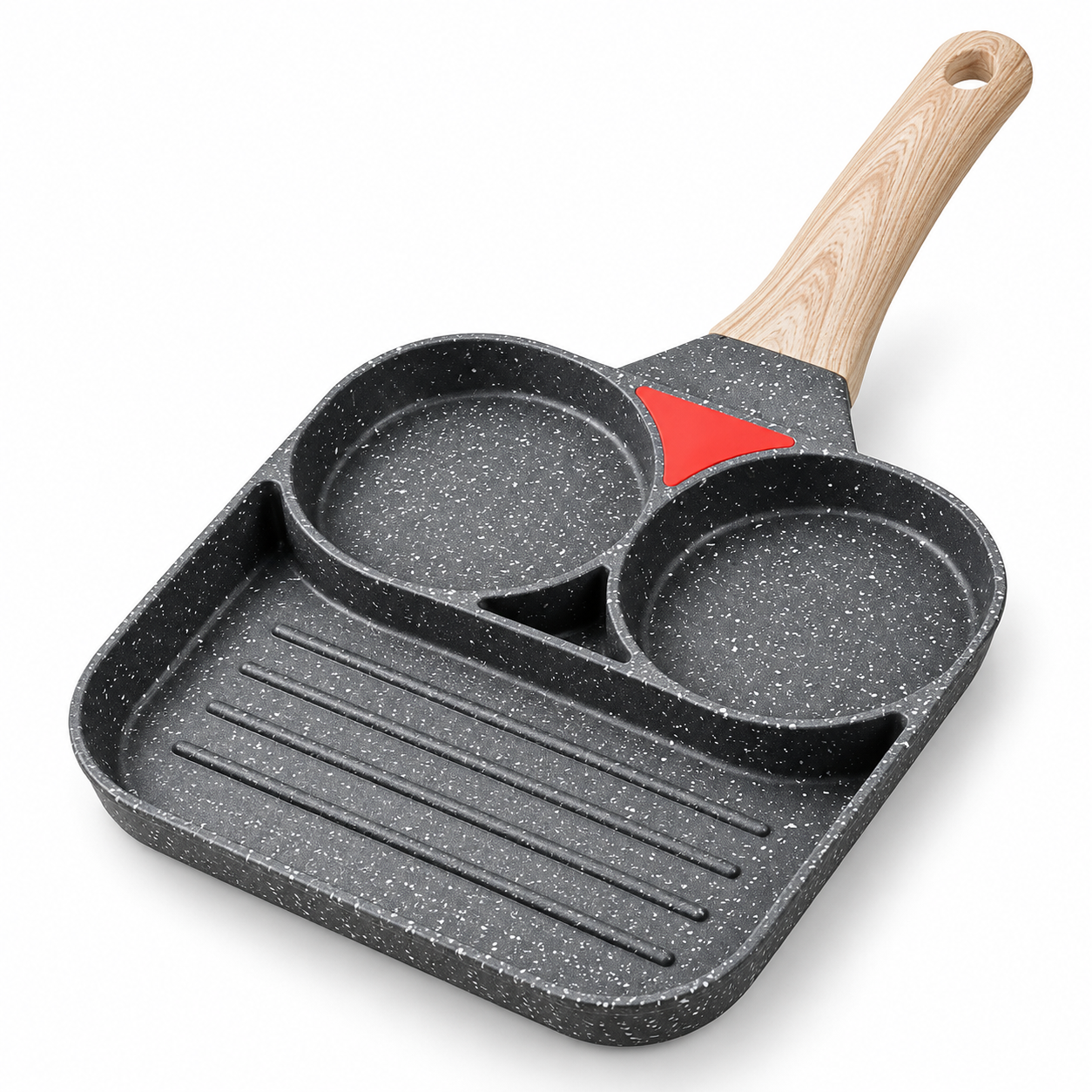 Tigaie Multifuncțională Antiaderentă cu 3 Zone – 2 Compartimente și Suprafață Grill