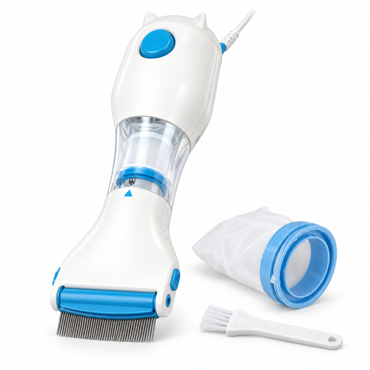 Pieptene Electric cu Aspirare Anti-Păduchi și Lindini V-Comb, LED, Dinți din Inox, Tratament Fără Substanțe Chimice