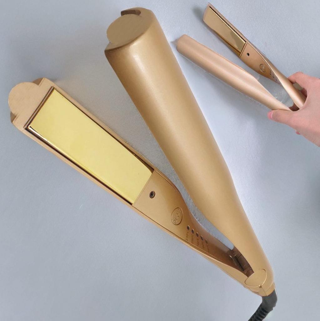 Placa de indreptat si ondulat par 2 in 1, profesionala, ceramica, incalzire rapida, 80–230°C, gold