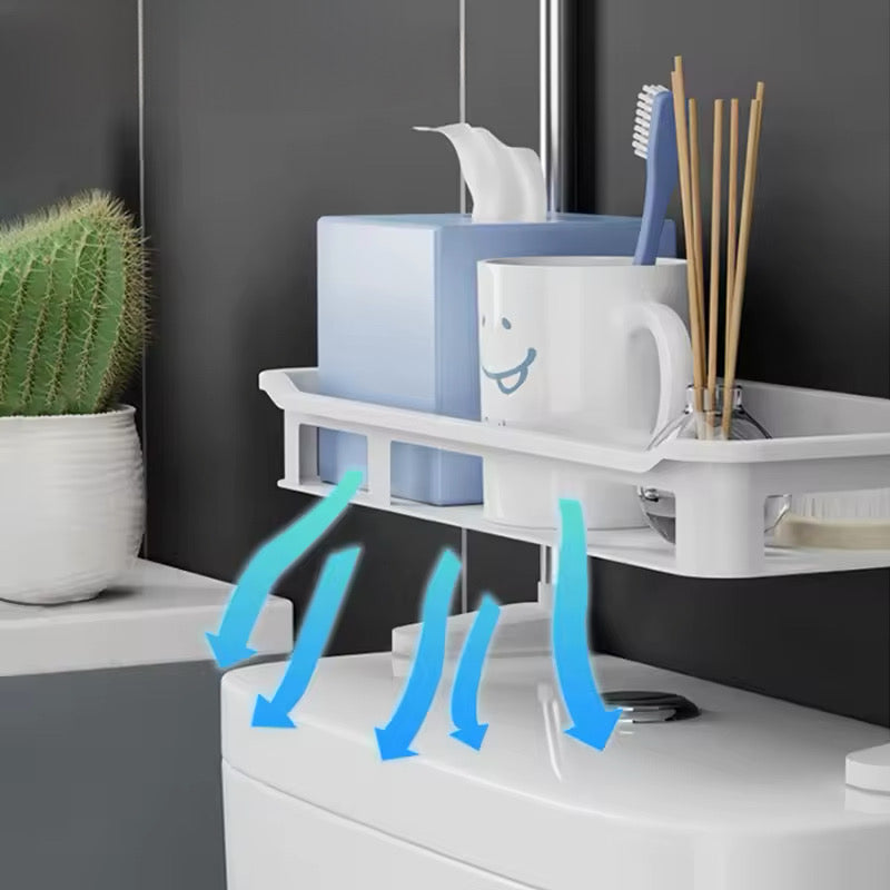 Raft de Baie Multifunctional Suspendabil pe 3 Nivele, Alb, cu Spatiu Mare de Depozitare