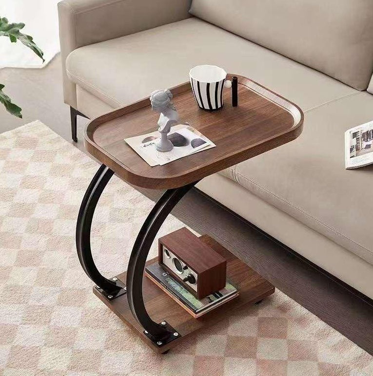 Masuta laterala tip C pe roti, 2 niveluri – suport laptop, cafea sau gustari