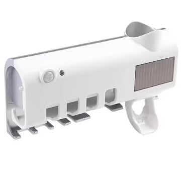 Dozator pasta de dinti cu suport pentru periute si sterilizare UV, alb