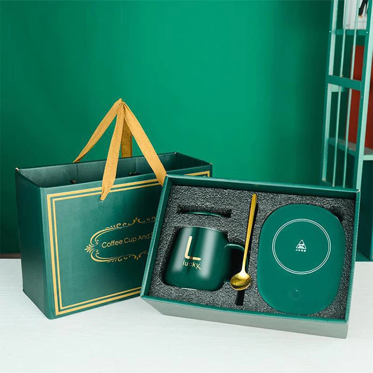 Cana ceramica cu incalzitor si capac, 400 ml, temperatura constanta 55°C