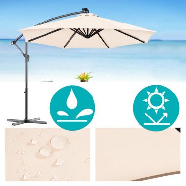 Umbrela suspendata gradina/terasa, cadru metalic, poliester UV, diametru 5 m, Crem