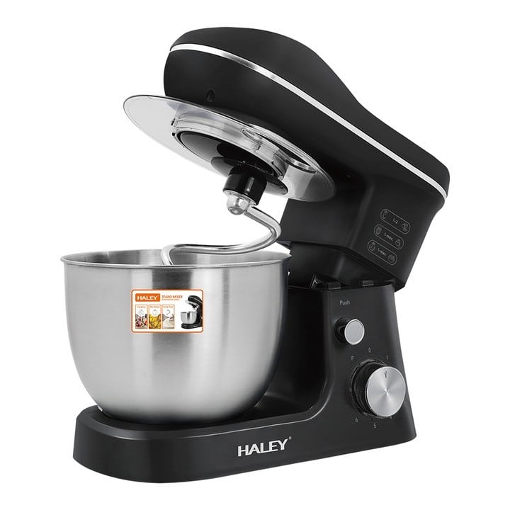 Mixer cu Bol HALEY HY-2409, 1200W, Bol Inox 7L, 6 Viteze + Funcție Pulse, Negru/Inox
