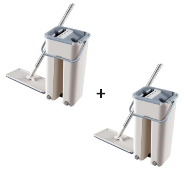 Galeata cu mop, laveta microfibra, alb/gri, cu 2 rezerve – Pachet 2 buc