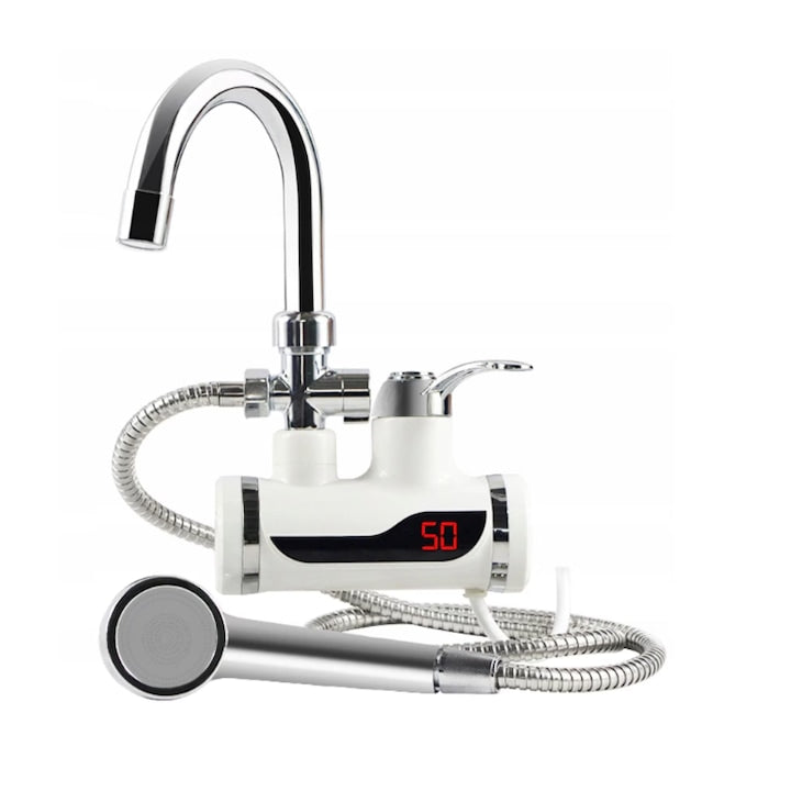 Robinet electric instant cu para de dus, afisaj digital, max. 60°C
