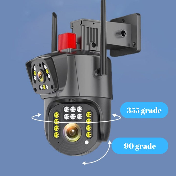 Cameră de supraveghere duală cu ecran dublu, Night Vision și detecție inteligentă