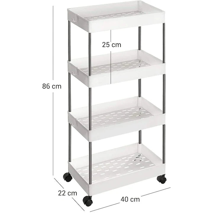 Pachet Promo: Raft organizator cu roți + Etajeră de colț pentru baie și duș, 4 rafturi, înălțime reglabilă 100–260 cm